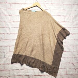 Celeste Wool Cashmere Sweater Poncho Wrap Lightweight Knit One Size Old Money